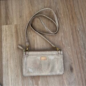 Fossil Metallic Leather Crossbody Wallet Clutch bag purse